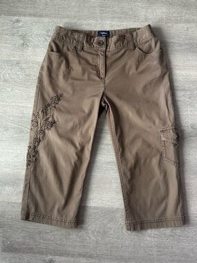 Y2K Utility Reitmans Low Rise Brown Embroidered Capri Pants